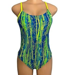 TYR Hiromi Sport Cut Out Fit Durafast One Swimsuit Blue Green